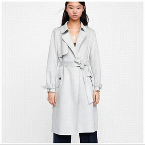 Zara-Faux Suede Trench Midi Length Coat